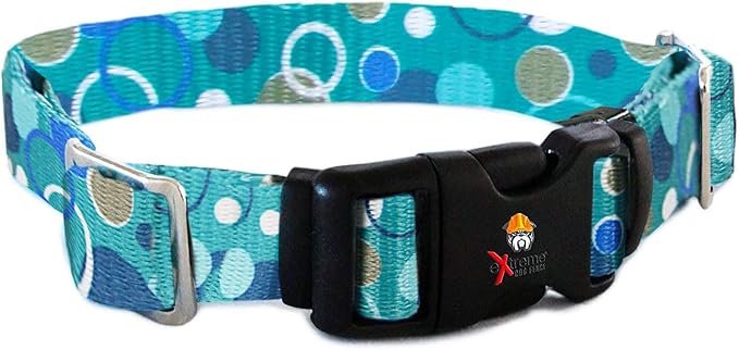 Extreme Dog Fence Replacement Containment and Training Collar Strap for Most Underground Electric Dog Fence Brands - Blue Bubbles (Medium: 13" - 18" x 3/4")