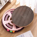 Double Layer Cat Scratcher Toy with Balls, Large PET Resin Scratching Board and Lounge with Replaceable Cardboard Layers for Cats, Furniture Protector (Pink)