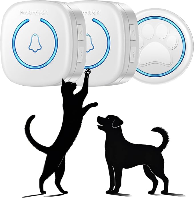 Soft Ring Dog Potty Bell for Training – Wht Wireless Dog Door Bell with 1000ft Range, LED Alert, 60 Tones, Waterproof Dog Bells to Go Outside – Bell for Dogs to Ring to Go Potty(2 Receivers & 1 Bell)