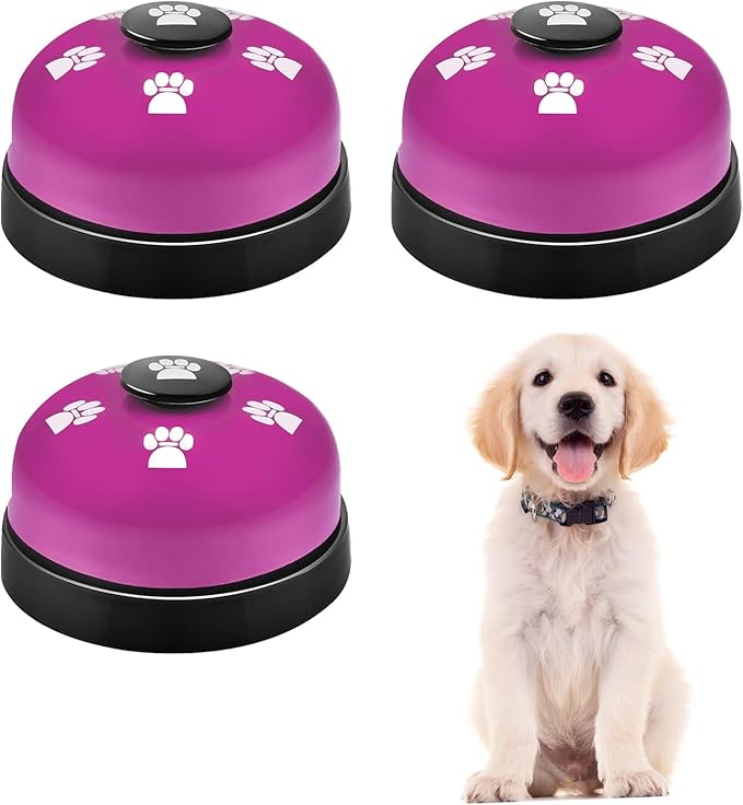 3 Pack Dog Doorbells, Pet Training Bells for Outside Potty Training and Communication, Bell for Dog Cat Puppy Interactive Toys (Purple, 3 Pack)