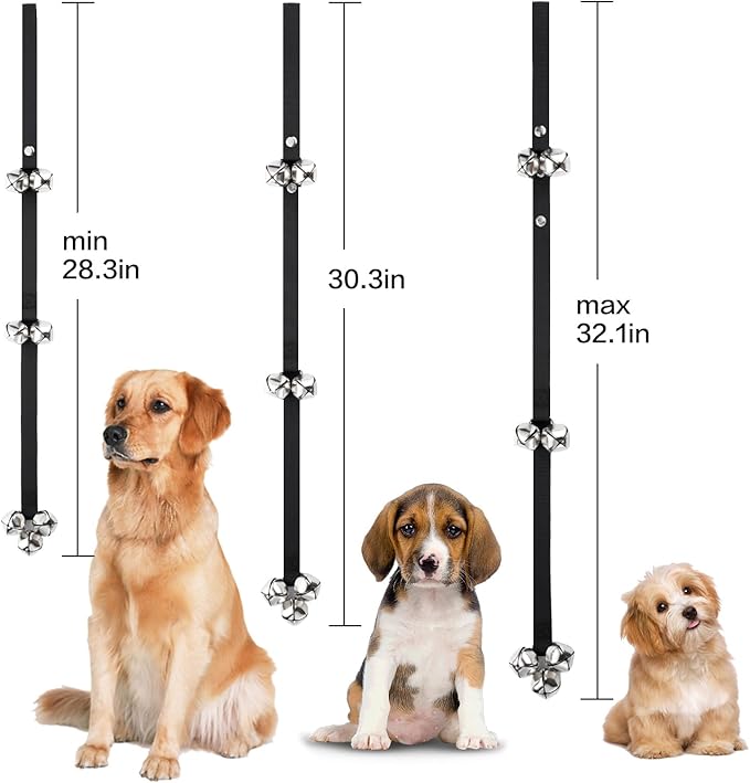 2 Pack Dog Doorbells, Dog Training Bells for Go Outside Potty Training Bell Communication Device, Adjustable Strap Door Bell, Dog Bells Puppy Training Bell with Free Whistle