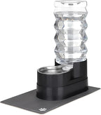 RIZZARI Automatic Dog Water Dispenser: 9L Black Elevated Feeder with Stainless Steel Dish for Elderly Dogs with Spinal Issues - Gravity-Fed Wide-Mouth - Non-Slip - Stable Base for Home or Garage Use