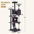 BestOffice 70 Inch Cat Tree, Multi-Level Cat Tower with Condo, Perches, Sisal Scratching Posts, Climbing Ladder,Indoor Activity Center Play House for Kittens & Adult Cats, Dark Gray
