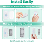 Wireless Doorbell for Home Classroom IP66 Waterproof Door Bell Ringer Wireless 1000ft Range with 66 Ringtones Kid Doorbell Chime 7 Adjustable Volume LED Flash Doorbells for Teachers