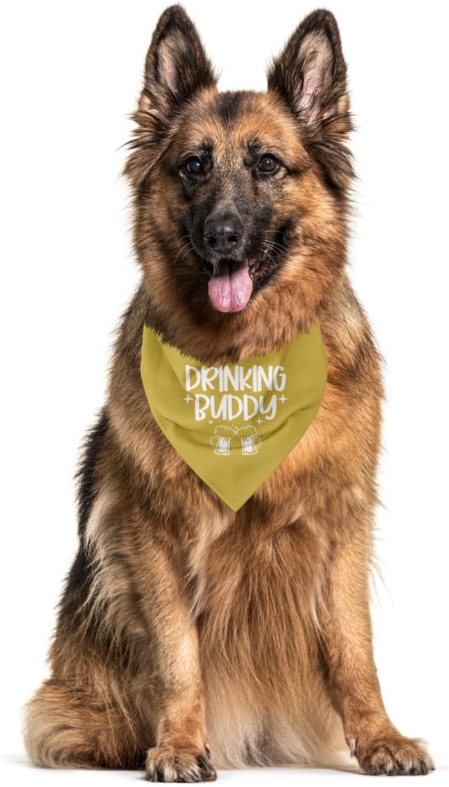 Drinking Buddy Dog Bandana, Drinking Buddy Dog Shirt, Funny Cute Dog Bandana, Gift for Dog Lover, Dog Bandana for Small Medium Dogs, Triangle Bibs Accessories, Dog Scarf (B30)