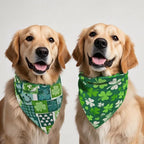 St. Patrick's Day Dog Bandanas 2PCS-XLarge,Irish Shamrock Design Scarves, Holiday Costumes,Pet Scarves for Boys and Girls,Dog Outfit Gifts for Extra Large Dogs(Green)