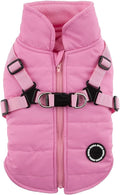 Puppia Mountaineer Winter Dog Coat with integrated harness No Pull Cold Weather Waterproof Warm Fleece Back Zipper for Small & Medium Dog, PINK, X-Large