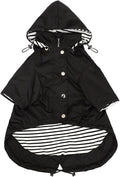 Morezi Dog Zip Up Raincoat with Reflective Buttons, Rain/Water Resistant, Adjustable Drawstring, Removable Hood, Raincoats with Legs 8lbs to 80lbs Available - Black - XXL
