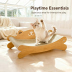 Cat Scratcher Bed for Indoor Cats - Summer Cool Hammock, 23.2″ Large Scratching Lounge with 40 lbs Weight Capacity, Wooden Modern Cat Scratching Post & Pad Furniture
