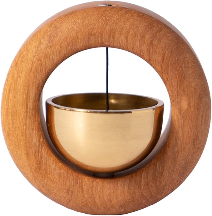 Magnetic Shopkeepers Bell for Door Opening,Golden Silk Wood Door Chimes When Door Opens,Doorbell Chime,Office Ornaments Decoration for Entrance, Fridge Sticker and Barn Door Housewarming Gift