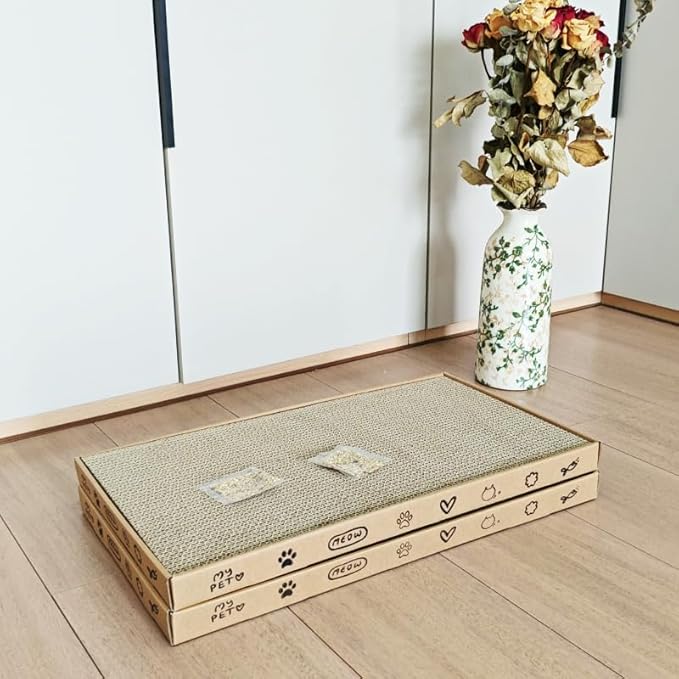 Cardboard Scratcher Pad, Wide Corrugate Cat Scratchers, Cat Scratching, Cat Scratch Pad, Furniture Protectors from Cat Scratching,Double-Sided Design (2PCS)
