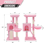Cat Tree Tower with Cat Condo, Small Cat Tower with Scratching Post & Hammock, Cat Tree for Indoor Cats, 36 Inch, Soft Pink