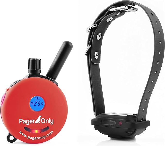 Educator PG-300 Dog Training Pager Only–Vibration & Tone, 1/2 Mile Range, 100 Adjustable Levels, Waterproof Biothane Collar Included, Rechargeable, Night Tracking Light, Small & Medium Dogs,1 Dog,Red