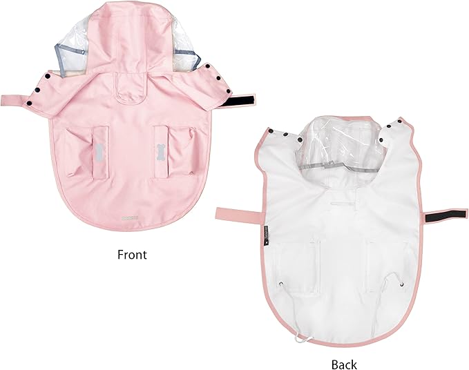 Dog Raincoat,Waterproof Rain Poncho with Hoodie, High Reflective Adjustable Pet Rain Jacket with Leash Hole for Small Medium and Large Dogs (Pink, X-Small)