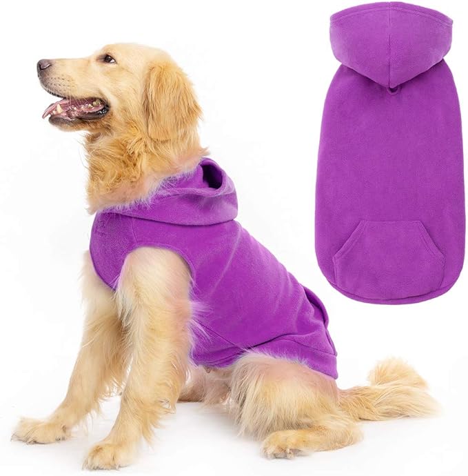 EXPAWLORER Dog Hoodie Fleece Sweater Vest, Hooded Dog Sweatshirt Fall Winter Pet Clothes with Leash Hole, Sleeveless Warm Cozy Puppy Clothing for Cat Small Medium Large Dogs Girl Boy, Purple XXL