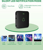 AVANTEK Wireless Door Bell, CB-12 Mini Waterproof Doorbell Chime Operating at 1000 Feet with 52 Melodies, 5 Volume Levels & LED Flash
