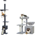 PEQULTI Cat Tree Floor to Ceiling, Tall Cat Tower, Adjustable Height (83''~108'') 5 Tiers Cat Climbing Tree and PEQULTI Small Cat Tree, [28.5''] Cat Tower for Indoor Cats