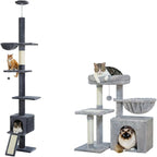 PEQULTI Cat Tree Floor to Ceiling, Tall Cat Tower, Adjustable Height (83''~108'') 5 Tiers Cat Climbing Tree and PEQULTI Small Cat Tree, [28.5''] Cat Tower for Indoor Cats
