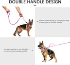 DAGANXI Tactical Dog Collar, Adjustable Military Training Nylon Dog Collar with Control Handle and Heavy Metal Buckle for Medium and Large Dogs, with Patches and Airtags Case (XL, Pink-Set)