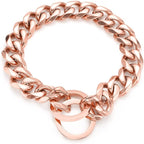 Rose Gold Dog Chain Collar 11mm/15mm/19mm Stainless Steel Cuban Link Chain Collar for Small Medium Large Dogs(19mm,26inch)