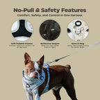 Haminway No-Pull Dog Harness for Medium Dogs – Reflective, Breathable Vest with Adjustable Chest & Neck Straps – Easy to Wear, Anti-Choke Harness for Safer Walks (Beige, Size Medium)