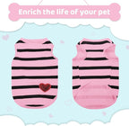 Pet Dog Striped T-Shirt Dogs Cats Cotton Vest Spring Summer Pet Apparel Tee Shirt Suitable for Small and Medium Large Pets French Bulldog Bichon
