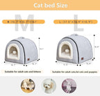 Cat Bed for Indoor Cats，Foldable cat cave，Anti-Slip & Water-Resistant Bottom，cat Houses for Indoor Cats or Small Dogs, Kitten Tent, Rabbit Bed，2 in 1 pet Bed (Grey)