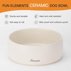 Ceramic Dog Bowl - 5.5-Inch Small & Medium Dog Feeder, Spill Resistant, Heavy Duty Modern Pet Bowl (16 oz) Beige
