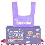 Baby Diaper Bag Disposable (300 ct.) Fresh Baby Powder Scented Easy Tie Handles Scented Diaper Sacks Disposable Dog Poop Waste Bags Cat Litter Clump & Poop Bags Sanitary Pad Waste Bags (300 Bags)