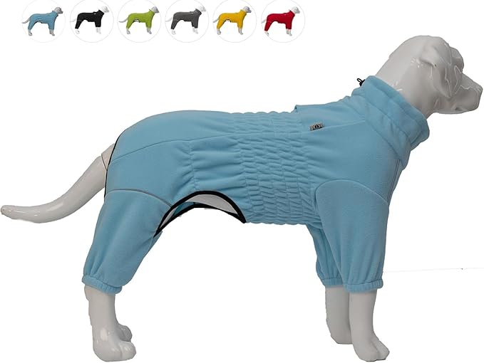 Warm Coat, Windproof Dog Jacket - Small to Large, 4-Legged Fleece Winter Coat with Zippered Closure - Turquoise M