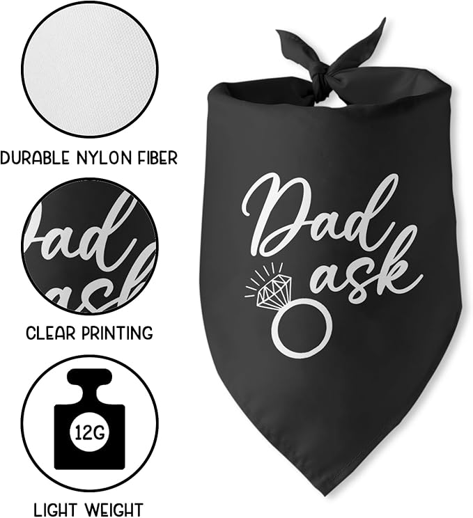 Dad Asked Dog Bandana Engagement Gifts for Couples Announcement Wedding Photo Prop Pet Scarf Accessories for Pet Dog Lovers Gifts