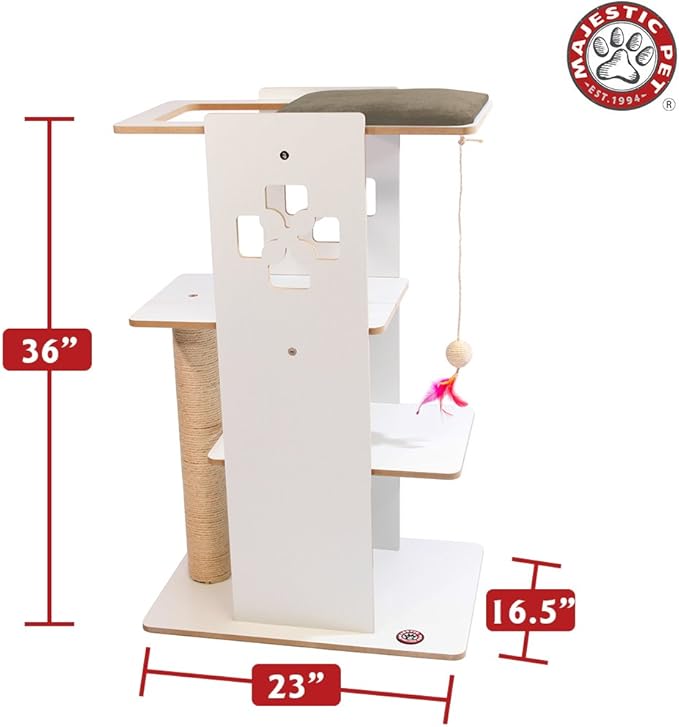 Majestic Pet Luxe Modern Cat Tree Condo Furniture Products - 36 in. x 23 in. x 16.5 in. (Gray)