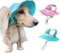 Dog Outdoor Hat with Ear Hole Round Brim Summer Dog Puppy Cat Suncare Cooling Bucket Hat Cute Beach Sun Protection Pet Caps (Blue Large)