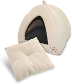 Best Pet Supplies Cat Bed for Indoor Cat, Domed Tent House with Removable Pillow, Covered Cat Cave for Small Dog, Puppies and All Breeds of Cats - Corduroy Beige1, 19 x 19 x H:19"