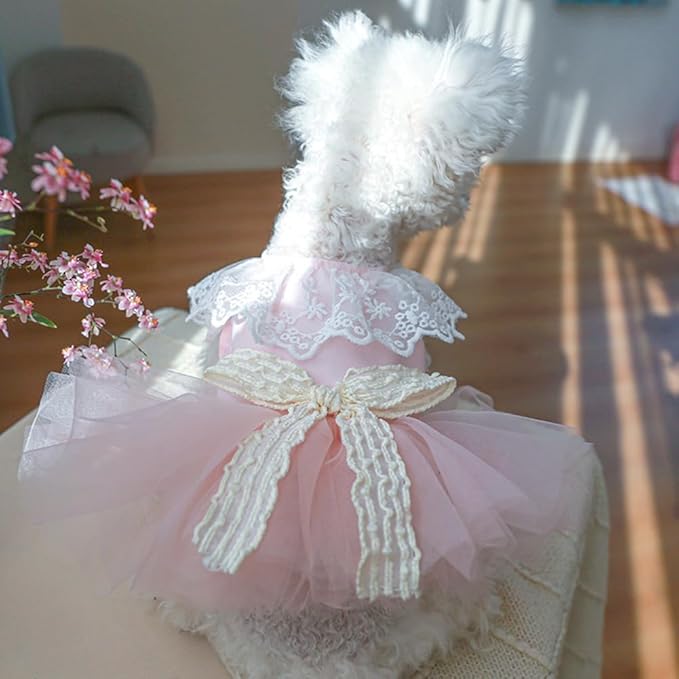 Furbabycare® Elegant Sweet Fashion Puppy Dog Blingbling Princess Skirt Pet Dog Lace Cake Camisole Tutu Dress I-Pink-1 X-Small