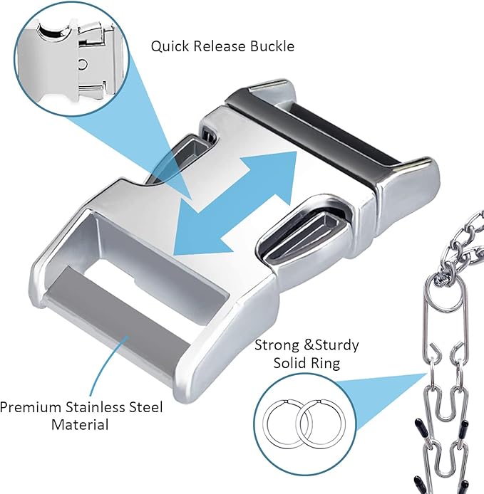 Safiman Collar for Dogs Buckle, Fastener Stainless Steel Buckle Dog Collar with Quick Release Buckle