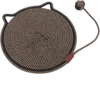 LOS ANDES 15.7'' Cat Scratcher Mat, Natural Cotton Rope Round Pad for Cats, Indoor Scratching Pads with Chew Rope and Ball, Cat Furniture Protector for Wall, Couch, Carpets, Sofa