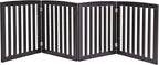 ZENY Freestanding Pet Gate for Dogs - 4 Panels Indoor Foldable Dog Fence for Stairs, Hallways, or Doorways - 82x24-Inch Freestanding Dog Gates, Brown