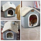 Christmas Cat Bed for Indoor Cats Plaid Xmas Cat Tent Cats Bed Cave for Pets Kittens and Dogs (Light Green, M(18.1 X 14.6 X 15.7 Inch))