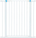 MidWest Homes for Pets 39 Inches Tall Walk-Though Steel Pet Gate, Pressure Mounted Dog Gate with Glow Strip Measures 29-38 Inches Wide & Includes Two 3-Inch-Wide Extensions, White
