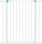 MidWest Homes for Pets 39 Inches Tall Walk-Though Steel Pet Gate, Pressure Mounted Dog Gate with Glow Strip Measures 29-38 Inches Wide & Includes Two 3-Inch-Wide Extensions, White