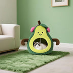 Cute Cat Beds for Indoor Cats, Small Dog Beds, Soft Washable Pet Beds for Kitten and Puppy, Funny Avocado Cat Cave Cat Toys, 19 Inches