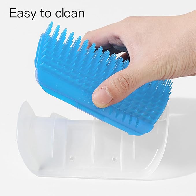 Premium Corner Cat Scratcher - Wall-Mounted Itch Relief and Play Center for Indoor Cats,Wall-Mounted Corner Cat Scratcher, Self-Grooming Brush (Blue)