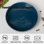 Fun Elements Shallow Dog Bowls, 8" Ceramic Dog Food Plate for Small and Medium Breeds, Non-Slip, Flat and Wide, Dishwasher Safe, Suitable for Puppies and Kittens (Blue)
