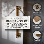 YZEXEZY Do Not Knock or Ring Doorbell Sign 6"x12"Dog Warning Wooden Sign for Front Door Hanger Gate Fence-Do Not Disturb