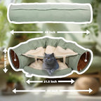 VelvetPaw 2-in-1 Foldable Matcha Bunny Tunnel & Pet Cushion Bed | Collapsible Hideout Toy with Removable Washable Soft Pad | Ideal for Rabbits, Bunnies & Kittens - Indoor Rest, Exercise & Play