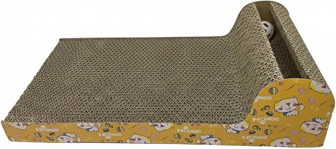 Interactive Cat Scratching Board with Ball Track, Corrugated Cardboard Cat Activity Pad, Random Edge Design