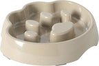 Gibson Home Curious Canines 9” Slow Feeder Dog Bowl, Paw Shaped Melamine Anti-Gulp Pet Bowl, Non-Slip, Dishwasher Safe, Taupe