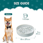 vancasso Ceramic Slow Feeder Dog Bowls, Puzzle Dog Food Bowls with Floral Maze, Anti -Slip Pet Food Dish for Large Breed, 3 Cups, Grayish Cyan