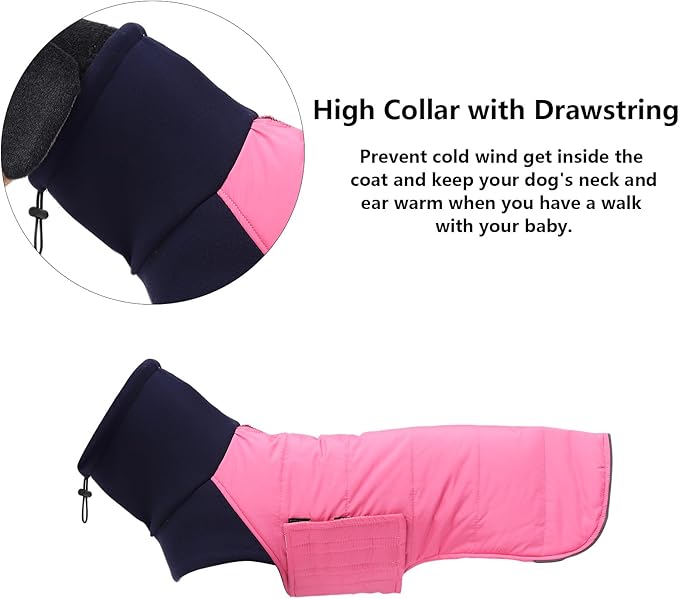 Dachshund Dog Coats Jacket fit for Dachshunds Corgi Weiner Reversible Winter Coat Padded Cotton Lining high Collar Dog Suit in Autumn Winter - Pink - S